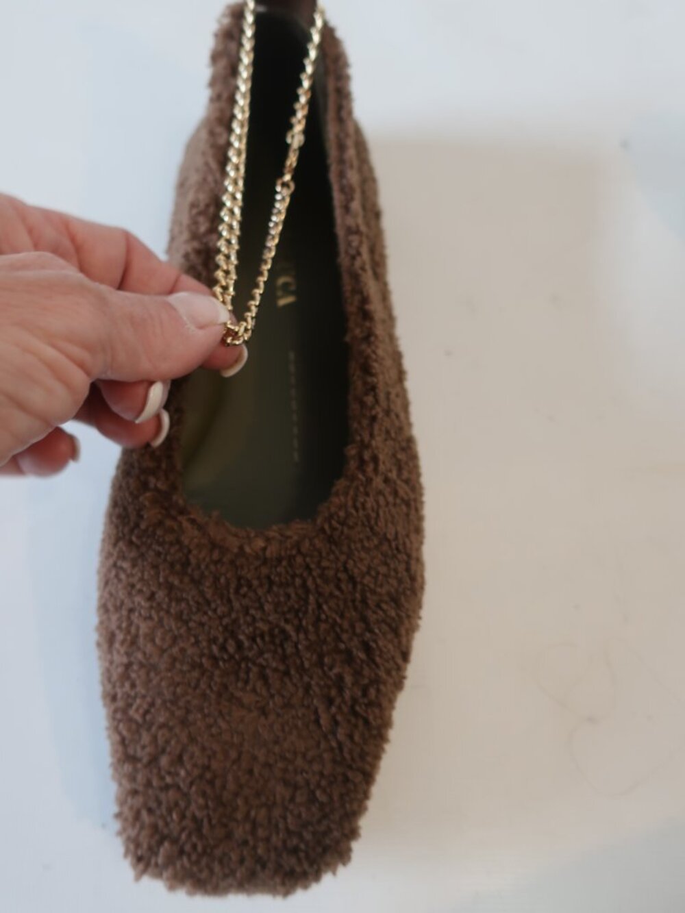 Women Maria Luca Chocolate Square Toe Teddy Eco Fur Augusta Ballet Flats 37 US/6 - Picture 14 of 16